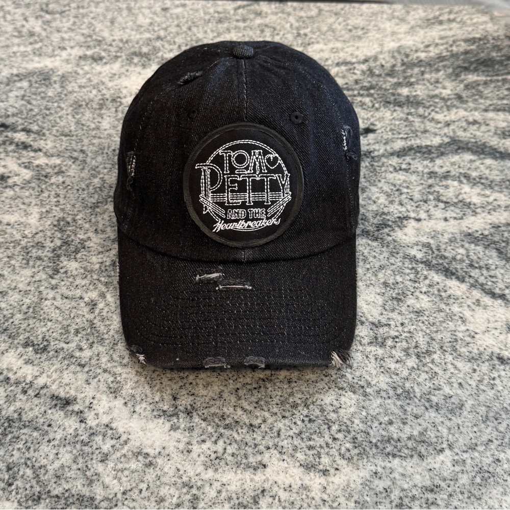 New Custom Designed Black Distressed Baseball with Embroidered Tom Petty  Patch